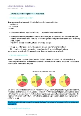 Sektory gospodarki. Globalizacja