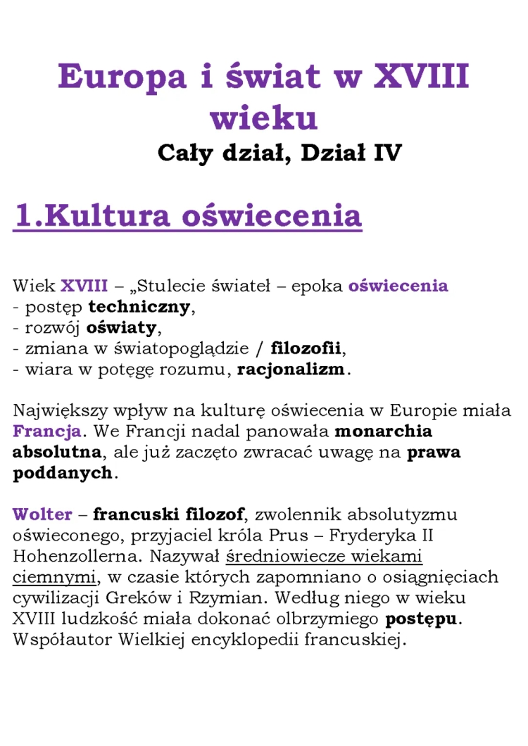 Oświecenie we Francji, Fryderyk II Wielki i Trójpodział władzy - Dział IV WSiP klasa 6