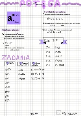 Potęga o wykładniku naturalnym - definicja i zadania (klasa 7 i 1 liceum) pdf