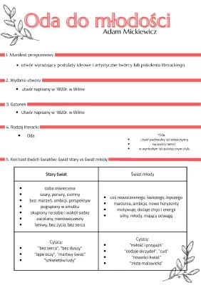 Oda do młodości - analiza i streszczenie