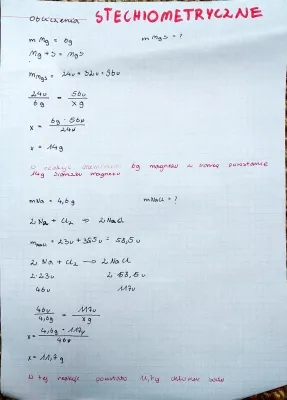 Obliczenia stechiometryczne zadania klasa 7 i liceum