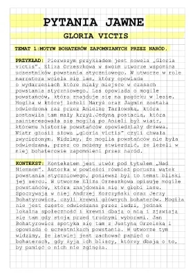 Gloria victis - pytania jawne 2024 i 2025, streszczenie, bohaterowie, powstanie styczniowe