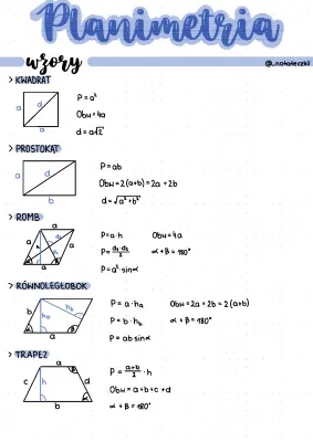 Planimetria e Triangoli: Zadania, Twierdzenie Talesa, Wzory PDF