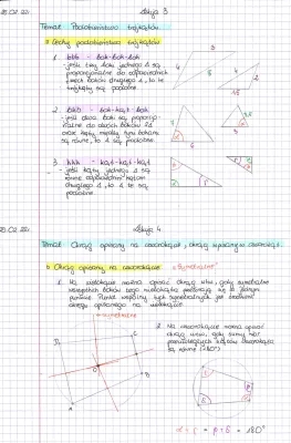 Cechy i skala podobieństwa trójkątów, zadania PDF, twierdzenie sinusów i cosinusów, okrąg wpisany i opisany
