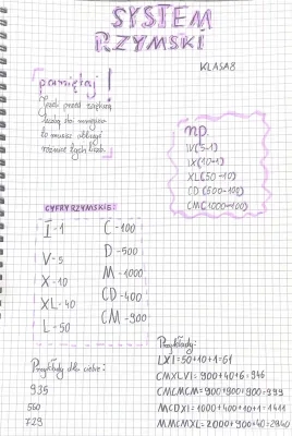 System rzymski Klasa 8: Zadania i Sprawdziany PDF