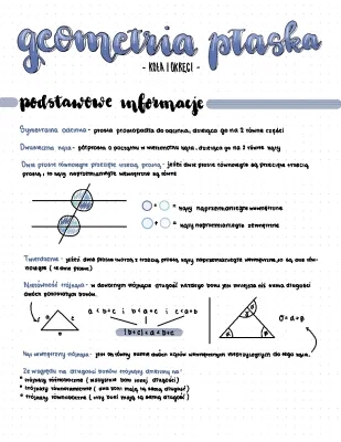 Geometria płaska WZORY, zadania i czworokąty dla 2 Liceum