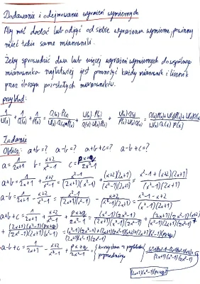 Dodawanie i odejmowanie wyrażeń wymiernych - przykłady i zadania pdf