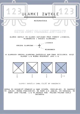 Ułamki zwykłe klasa 4 i 5 - ćwiczenia, sprawdziany i zadania do druku
