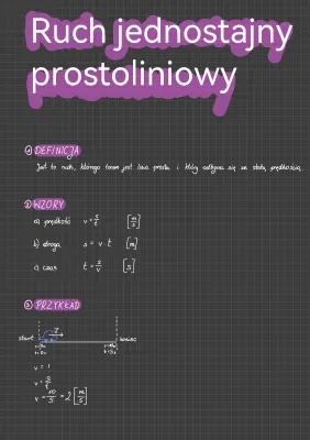 Ruch jednostajny prostoliniowy - przykłady, zadania klasa 7, wzory i quizy