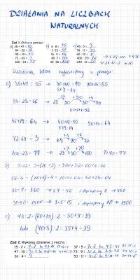 Działania na liczbach naturalnych - Klasa 4, 5, 6, 8, Sprawdzian PDF