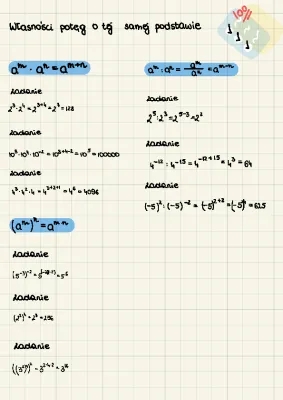 Potęga o wykładniku naturalnym - klasa 7 zadania, ćwiczenia PDF