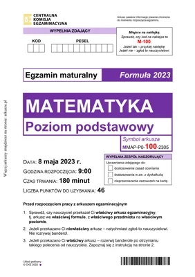 Matura z matematyki poziom podstawowy 2023 - zadania 1-25