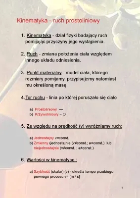 Ruch Prostoliniowy - Definicja, Wzory i Zadania | Klasa 7