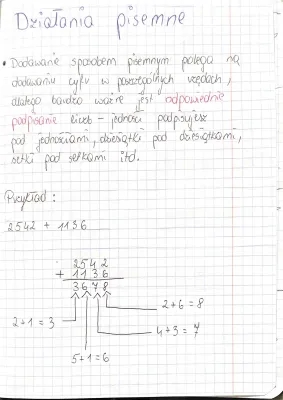 Działania pisemne klasa 4, 5, 6, 7, 8 - Dodawanie, Odejmowanie, Mnożenie, Dzielenie