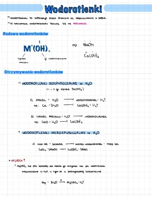 Wodorotlenki Klasa 7 i 8 - Sprawdzian, Właściwości, Otrzymywanie, Wzory i Nazwy w PDF