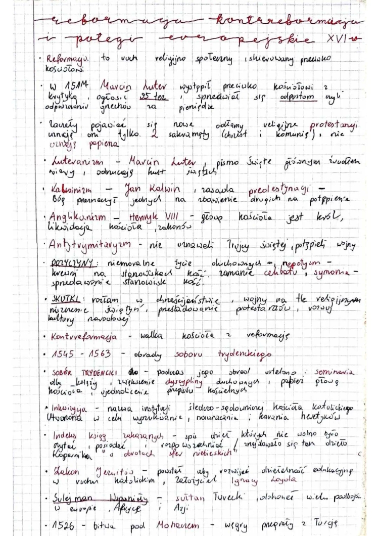 Reformacja i kontrreformacja w Europie i Polsce - Przyczyny i skutki dla dzieci