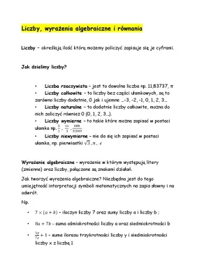 Liczby naturalne, całkowite, wymierne i działania na liczbach - klasa 6 i 7