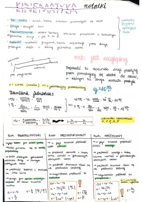 Kinematyka - sprawdzian, zadania, wzory i więcej