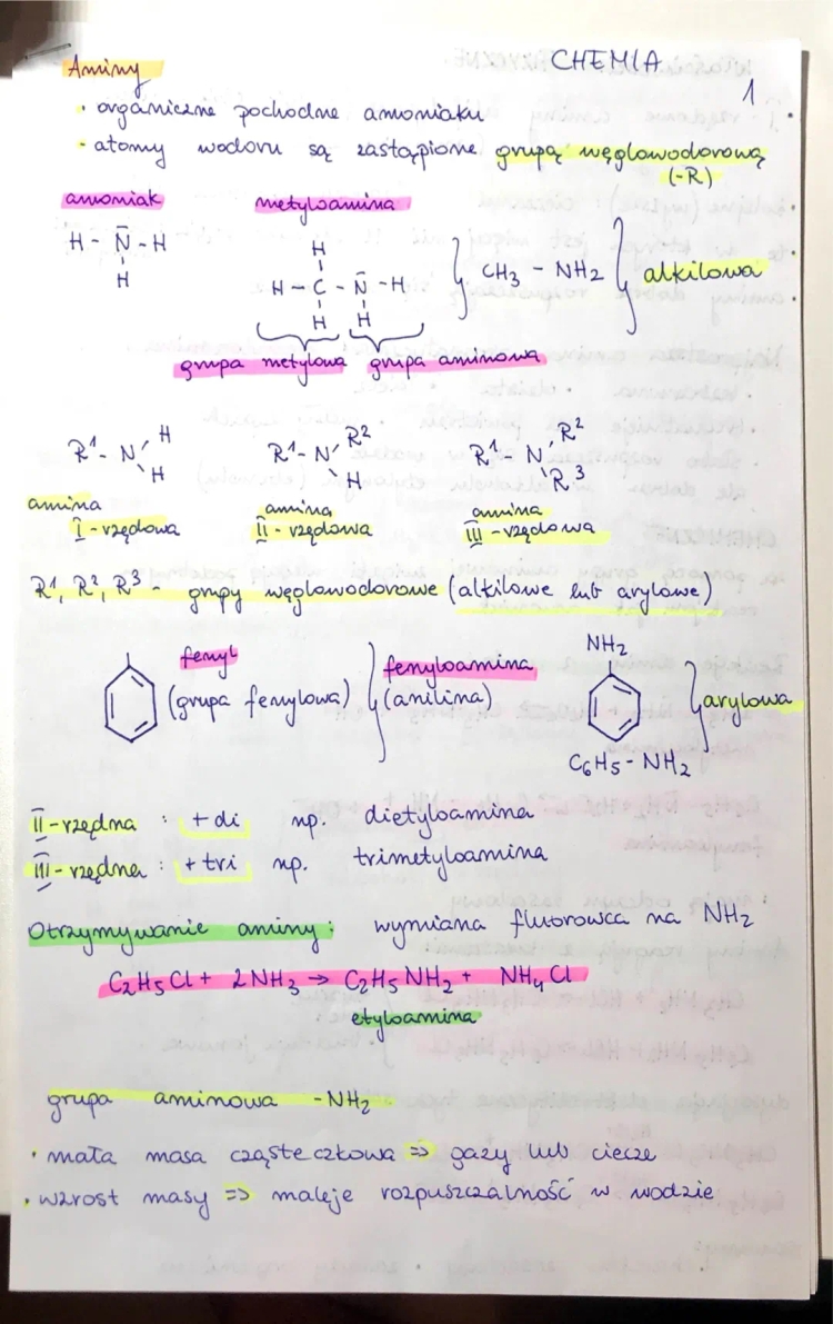 Nazwy i Wzory Alkoholi oraz Aminy - Kulka Chemii dla Klasy 8 i 3