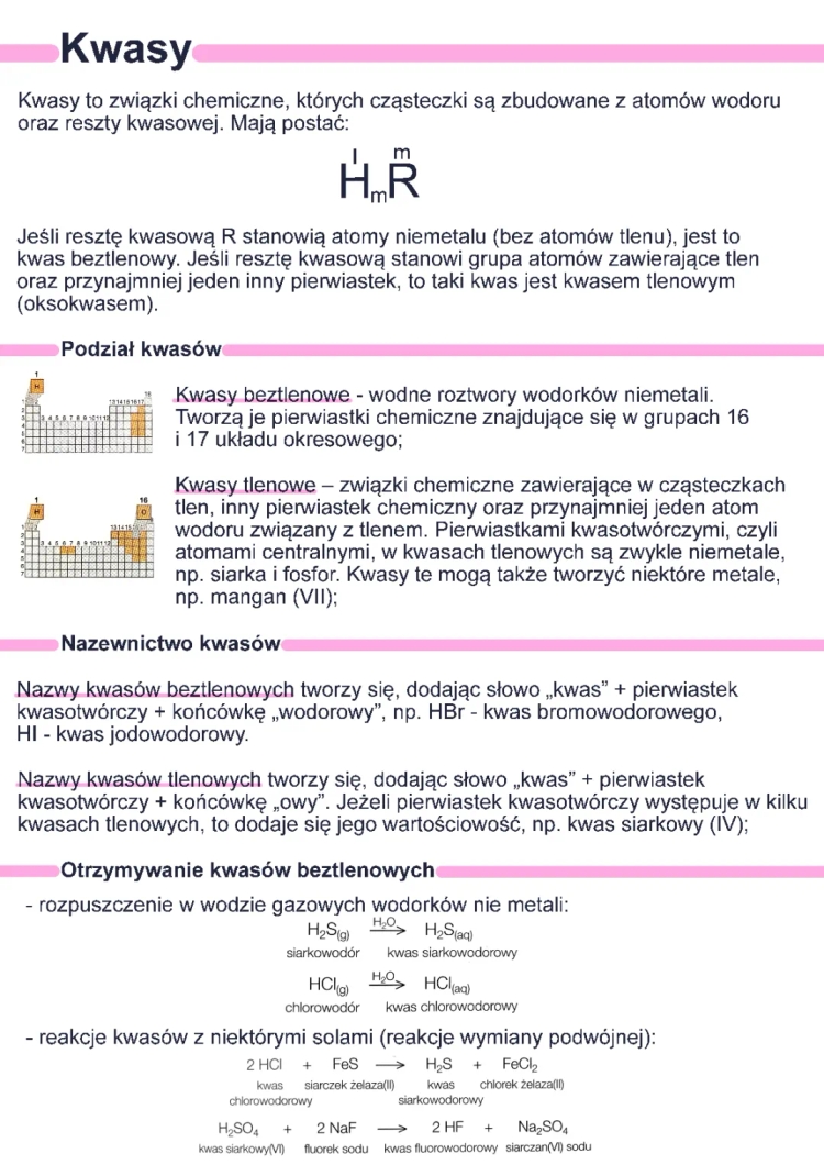 Kwasy Tlenowe i Beztlenowe - Klasa 8: Przykłady i Wzory