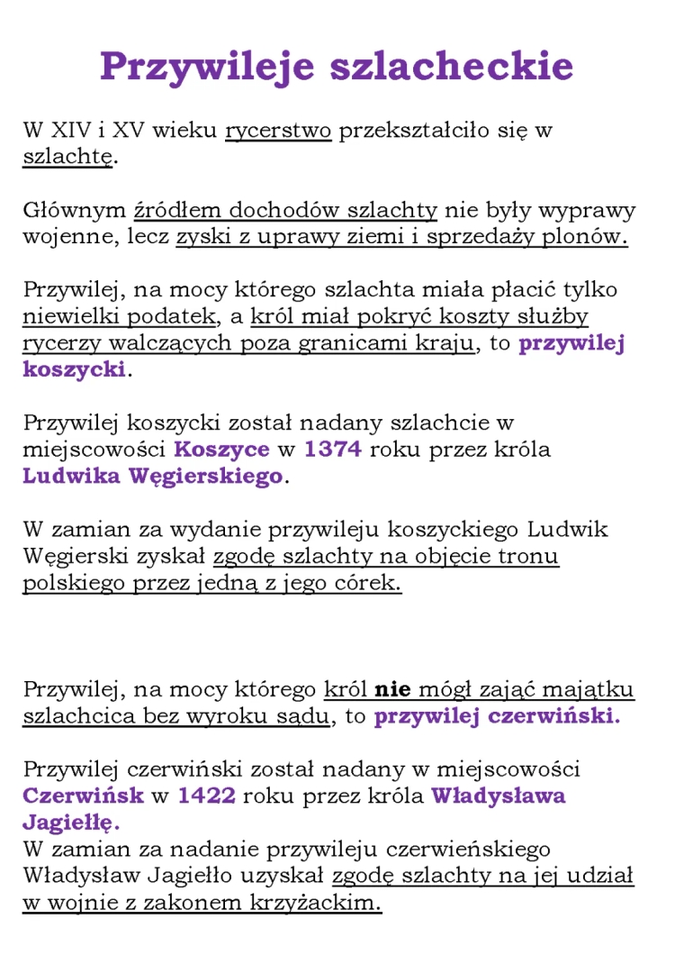 Najważniejsze Przywileje Szlacheckie w Polsce