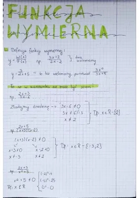 Funkcja wymierna: wykres, wzory i zadania