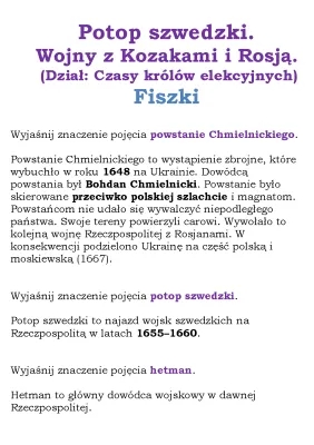 Powstanie Chmielnickiego i potop szwedzki: przyczyny, bitwy i skutki - Najważniejsze informacje