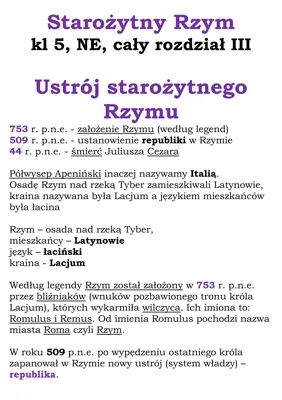 Imperium Rzymskie Klasa 5 - Notatki, Chrześcijaństwo i Juliusz Cezar