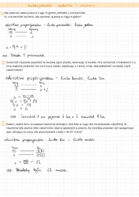 Proporcjonalność odwrotna zadania liceum - pdf, przykłady, wzór, tabelka