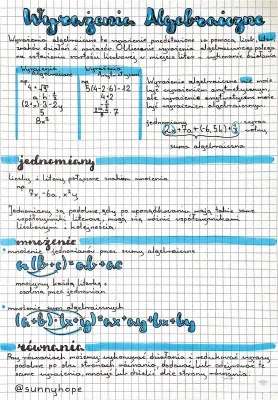 Wyrażenia algebraiczne - klasa 5, 6, 7 i 8, zadania i sprawdzian PDF