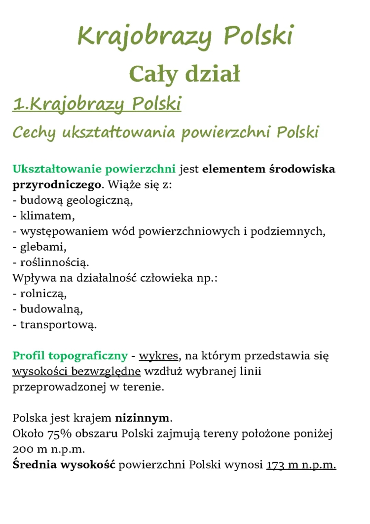 Ukształtowanie powierzchni Polski - Geografia klasa 5