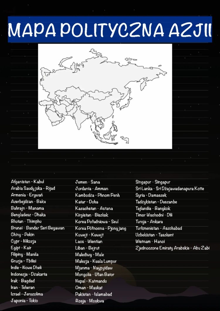 Asia Countries and Capitals Quiz - Fun Learning Map