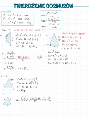 Cosine Rule: Easy Tasks and Formulae