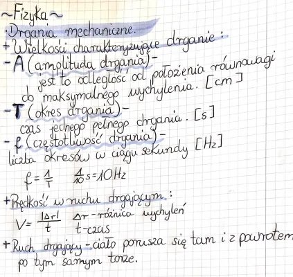 Drgania mechaniczne - rodzaje i wzory dla klasy 8