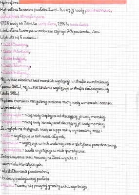 Geography Notes on Hydrosphere - High School, Nowa Era, Extended Level PDF