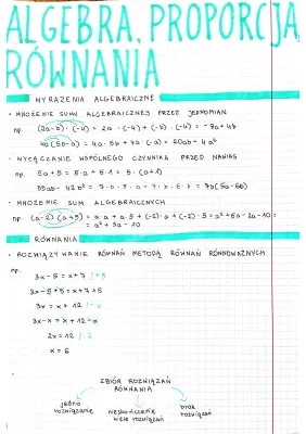 Wyrażenia algebraiczne - zadania 7 i 8 klasa, układy równań PDF