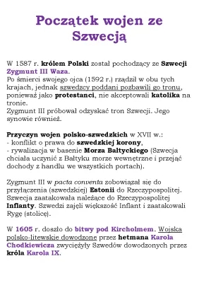 Wojny polsko-szwedzkie w XVII wieku - przyczyny, przebieg i skutki