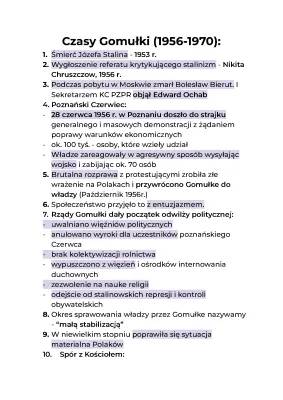 Rządy Gomułki w skrócie - Świat i Polska 1956-1970