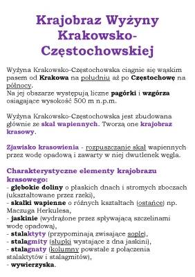 Krajobraz Wyżyny Krakowsko-Częstochowskiej dla klasy 5