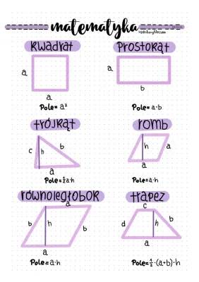 Wzory na Pola Figur: Klasa 5 i 6 - Jak Obliczyć Pole Kwadratu, Trójkąta i Trapezu