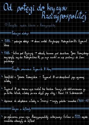 Początki rządów Wazów w Rzeczypospolitej - notatka, test, karta pracy, prezentacja