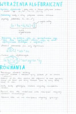 Wyrażenia algebraiczne i równania - zadania klasa 6-8