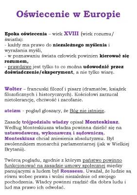 Oświecenie w Polsce i Europie dla szóstej klasy