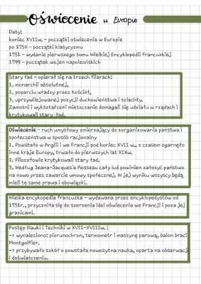 Oświecenie: Klasycyzm w Europie i Polsce - Notatka dla Klasy 6