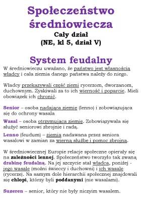 System Feudalny i Życie w Średniowieczu - Klasa 5