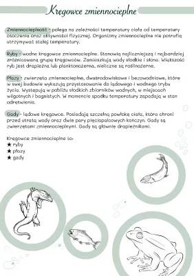 Kręgowce zmiennocieplne test + odpowiedzi, sprawdzian dla klasy 6