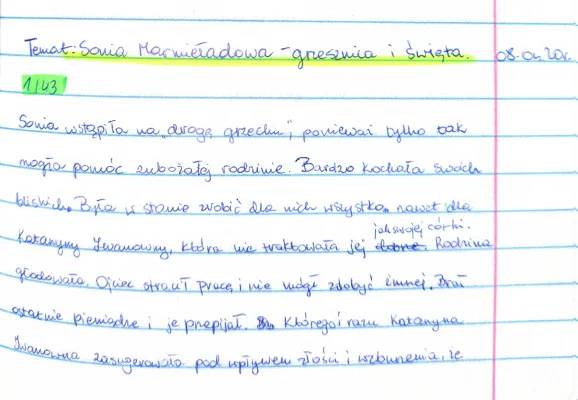 Sonia Marmieładowa: Święta czy Grzesznica - Notatki i Charakterystyka