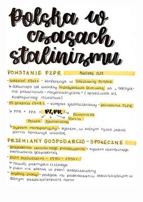 Polska w czasach stalinizmu - notatka i sprawdzian dla klasy 8