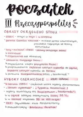 Początek III Rzeczypospolitej - Notatka Klasa 8, Prezentacja, Skutki i Przyczyny