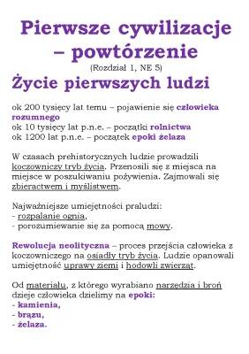 Epoki kamienia, brązu i żelaza – powtórzenie (Rozdział 1, NE 5)